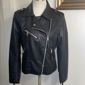 Philomena Petti Black Faux Leather Moto Jacket.  Size XL. Machine washable.